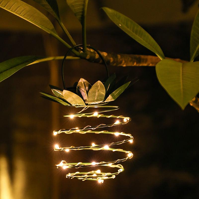 Solar Pineapple Hanging Lantern, Warm White LED Outdoor Garden Light