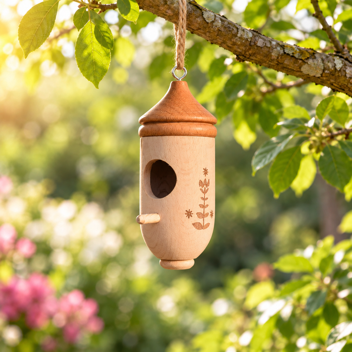 Wooden Acorn Birdhouse Ornament for Garden Decor