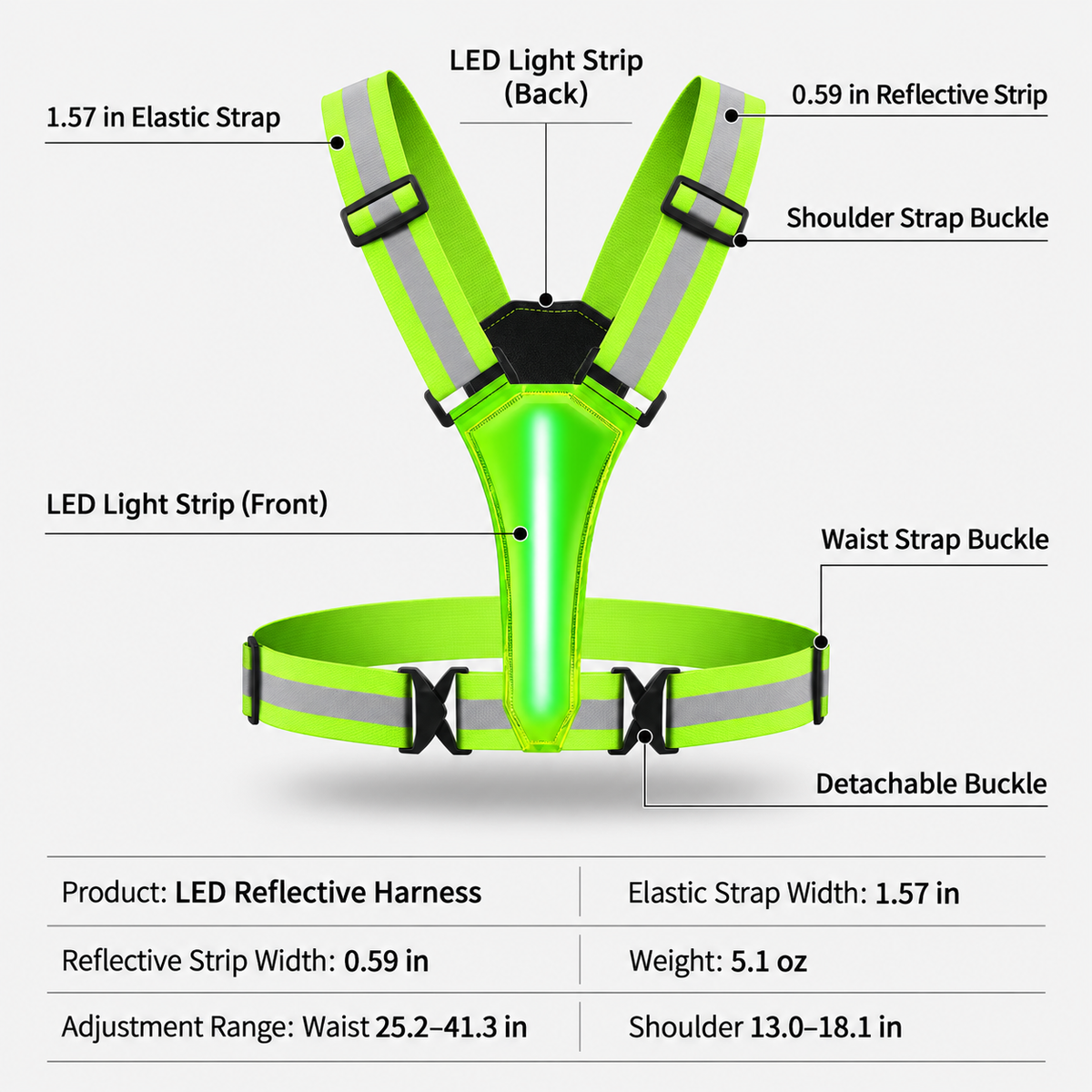 USB Rechargeable LED Reflective Running Safety Vest