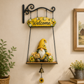 Farmhouse Hanging Welcome Sign with Gnome Decor for Front Door