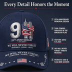 9/11 25th Anniversary We Will Never Forget Memorial Baseball Cap