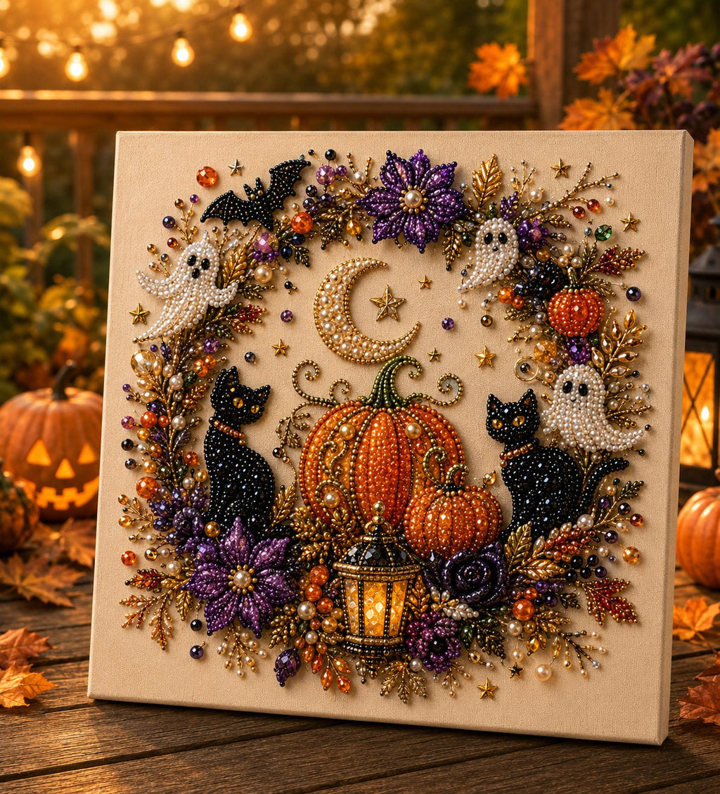 Halloween Ghost Pearl Diamond Painting DIY Art Kit, 3D Bead Craft