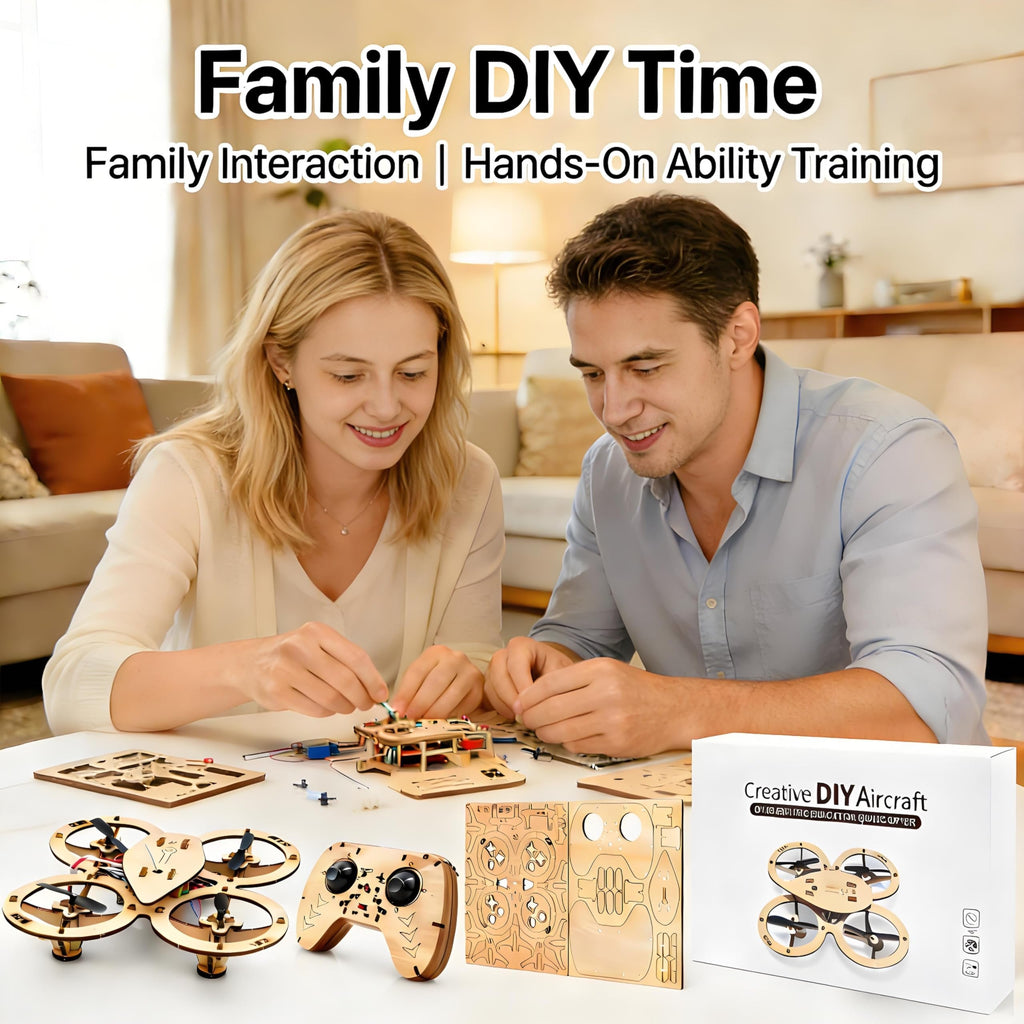 DIY Wooden RC Drone Kit – STEM Building Toy for Teens & Adults