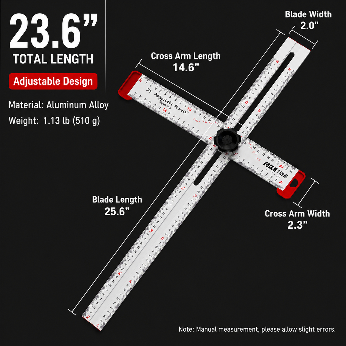 Adjustable Woodworking Measuring Tool, Angle Finder & Marking Ruler