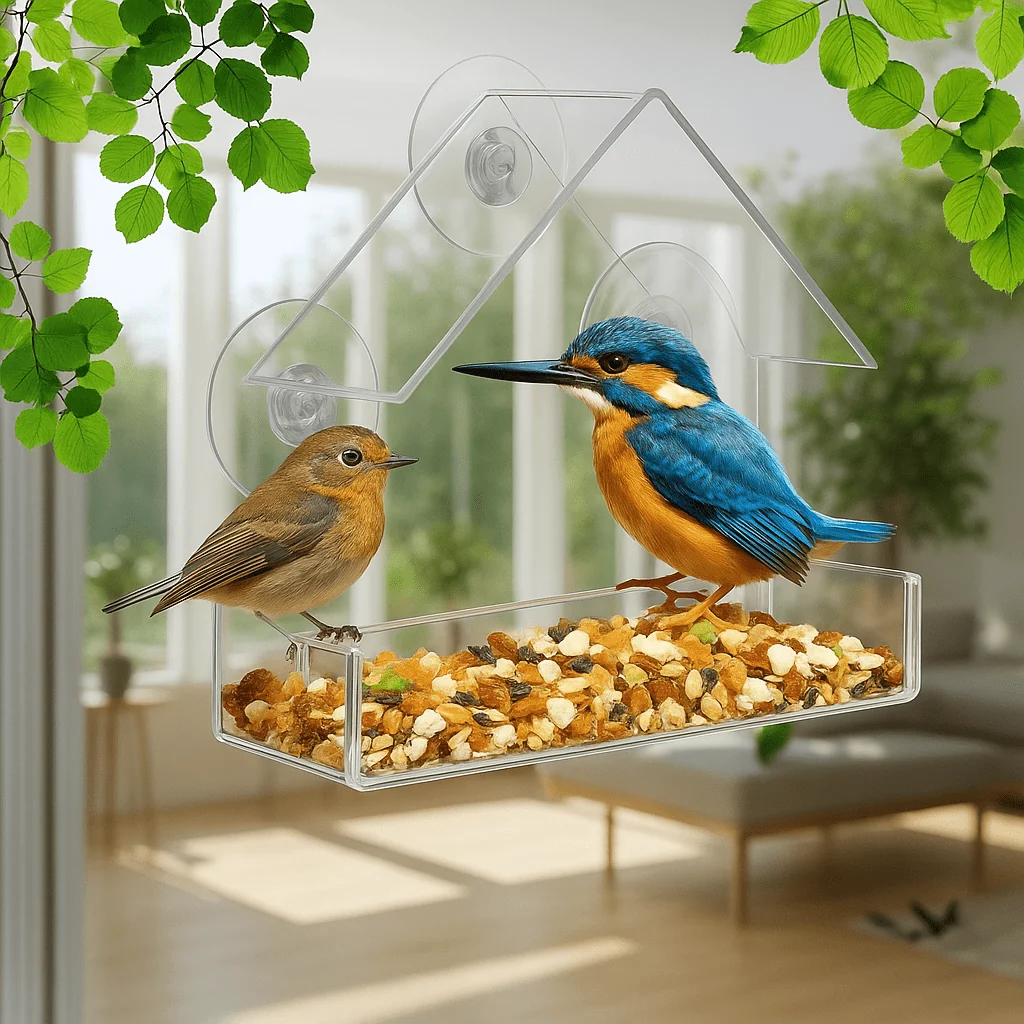 Clear View Window Bird Feeder for Bird Watching with Suction Cups