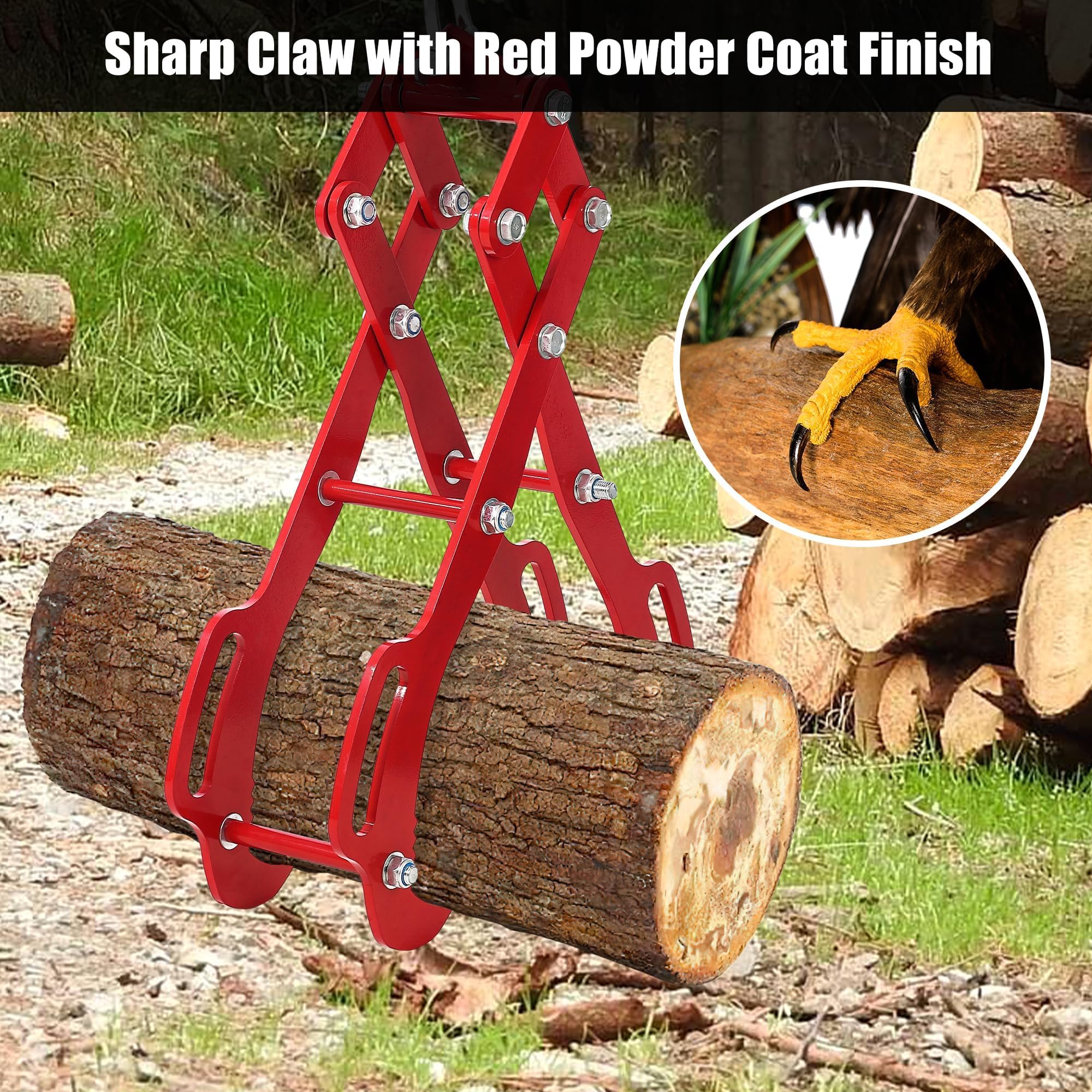 28 Inch 4-Claw Log Lifting Tongs for Logging, Heavy Duty