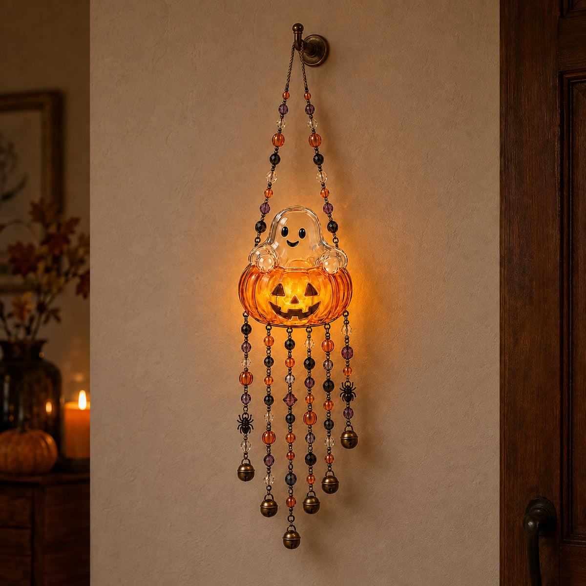 Lighted Halloween Beaded Wind Chime Collection