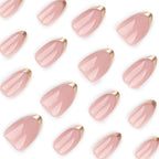 24-Piece Gold French Tip Short Almond Press-On Nails with Glue