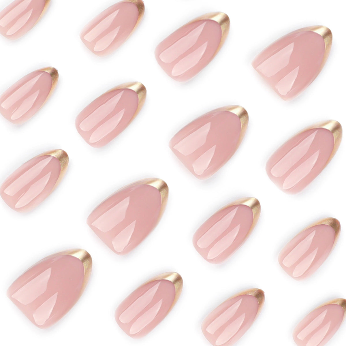 24-Piece Gold French Tip Short Almond Press-On Nails with Glue