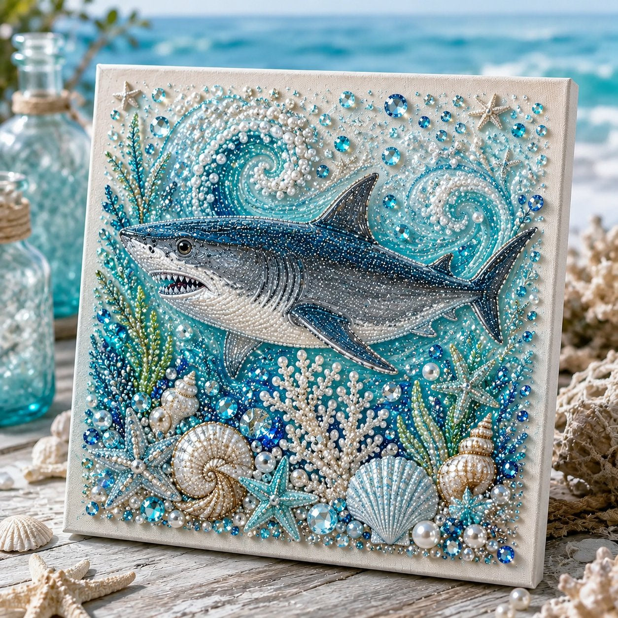 Ocean Octopus Pearl Diamond Painting DIY Art Kit, 3D Bead Craft