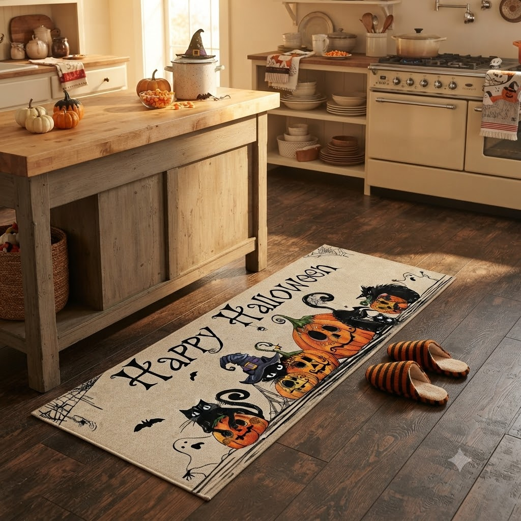 Halloween Doormat Set with Front Door Mat & Runner Rug for Porch