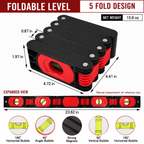 Foldable Magnetic Level Tool with Multi-Angle Bubble Vials, 5 Section Folding Level