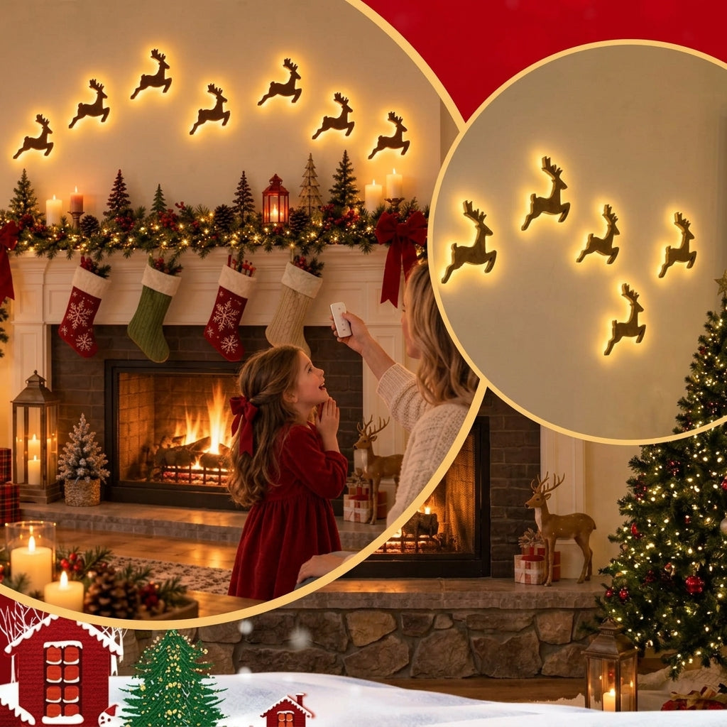 LED Reindeer Wall Decorations - Festive Christmas Lighting