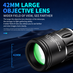 16x52 Compact Monocular Telescope with Zoom for Wildlife Viewing & Outdoor Travel