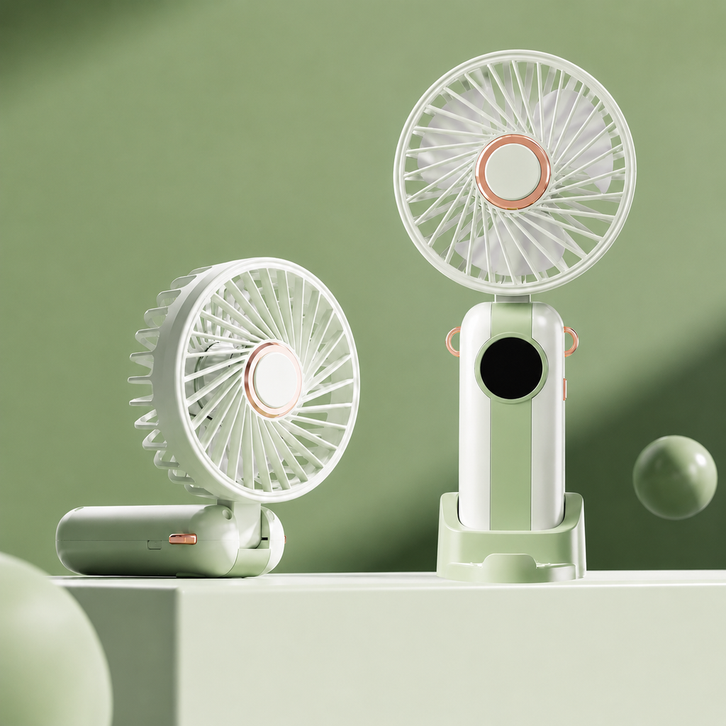 1200mAh Mini USB Rechargeable Fan with 5 Speeds & LED Display