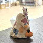 Patchwork Ghost Halloween Decoration, Resin Figurine Tabletop Decor