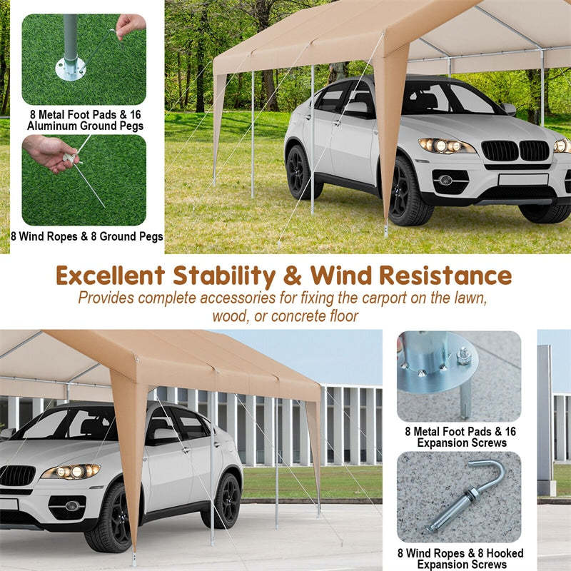10x20 FT Heavy Duty Carport Canopy with Sidewalls & Doors