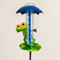 Rain Gauge Outdoor - Frog Rain Gauge with LED Solar Lights, Metal Water Gauge for Yard Garden Decor