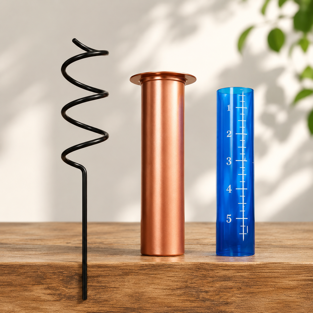 Solid Copper Rain Gauge with Garden Stake