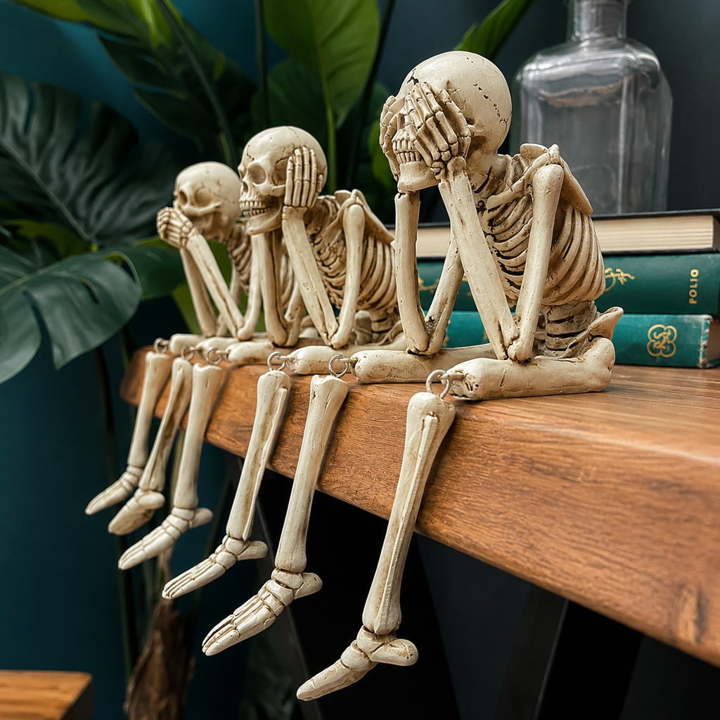 Halloween Skeleton Decor Resin Figurine Shelf Sitter for Tabletop Display