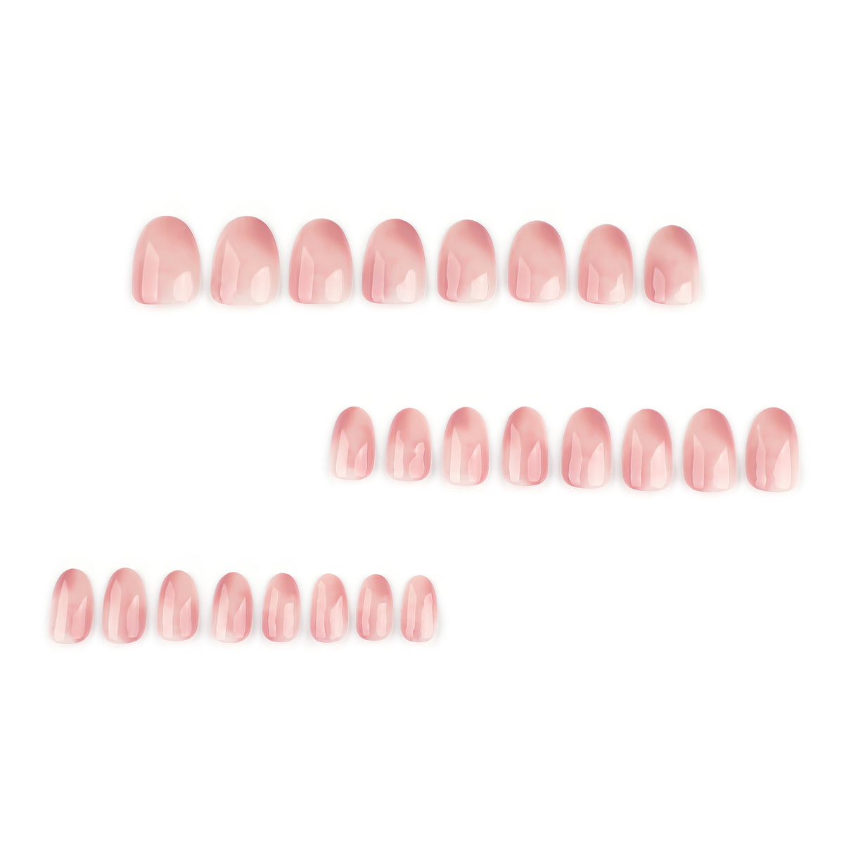 Sheer Pink Ombré Short Oval Press-On Nails – 24-Piece Nail Kit with Glue