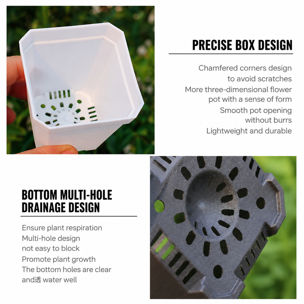 10-Pack Small Square Nursery Pots with Drainage Holes