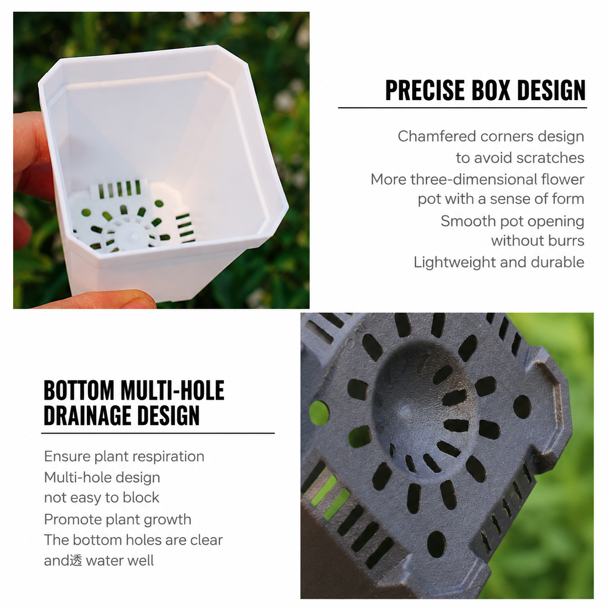10-Pack Small Square Nursery Pots with Drainage Holes