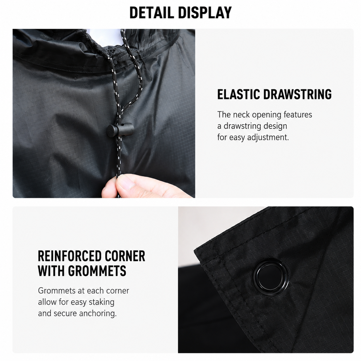 3 in 1 Waterproof Rain Poncho for Camping Hiking Backpacking