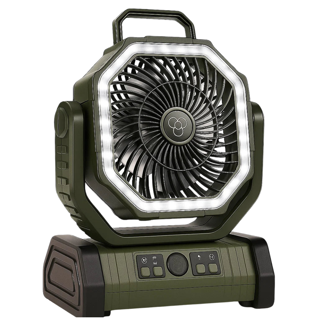Portable 3-in-1 Camping Fan with LED Light and 20000mAh Battery