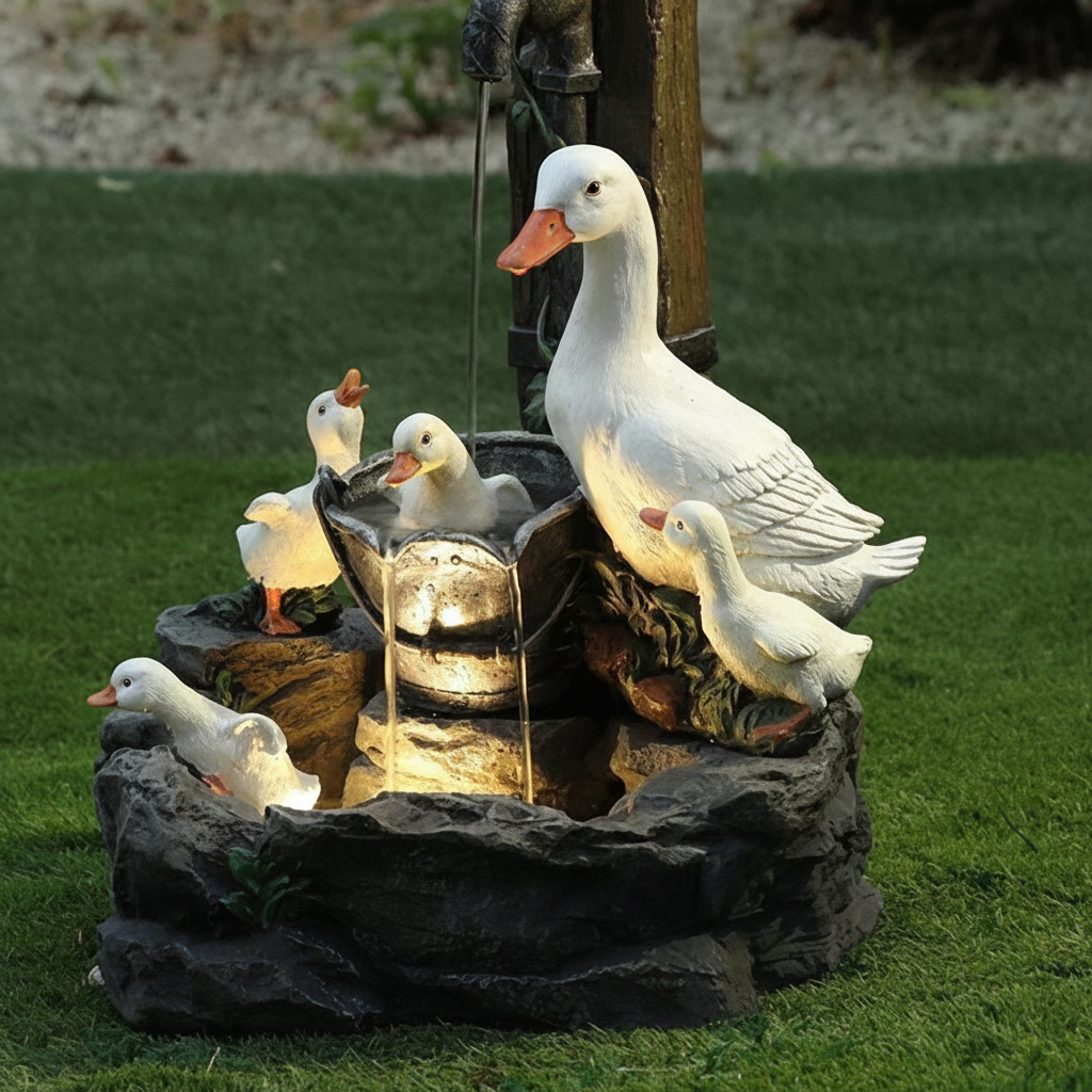 Charming Garden Decoration With Duck And Squirrel Design