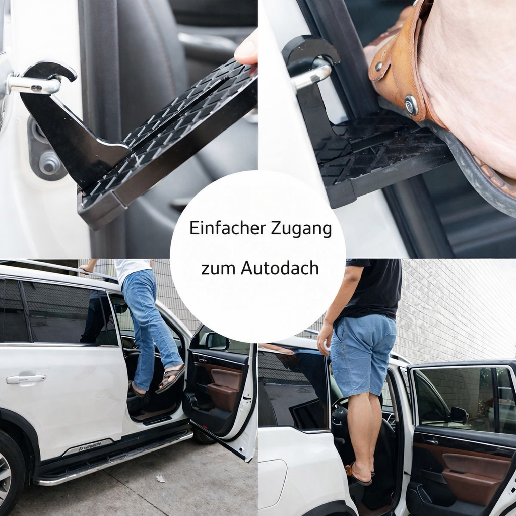 Foldable Car Door Step for Roof Access with Safety Hammer