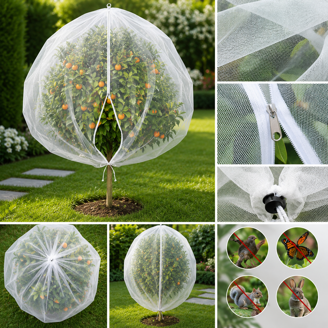 Reusable Fruit Tree Mesh Bags with Drawstring for Bird Protection
