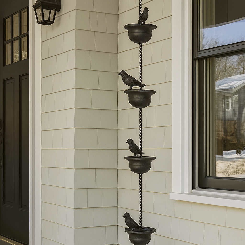 Decorative Bird Rain Chain for Gutters and Outdoor Garden Decor