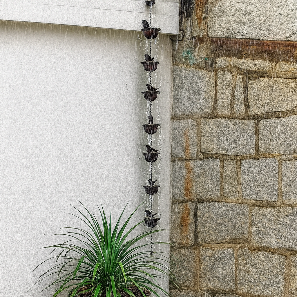 Decorative Bird Rain Chain for Gutters and Outdoor Garden Decor