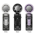 Transparent Mecha Handheld Fan with Digital Display, USB Rechargeable, Foldable Design & Light