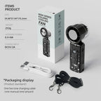 Transparent Mecha Handheld Fan with Digital Display, USB Rechargeable, Foldable Design & Light