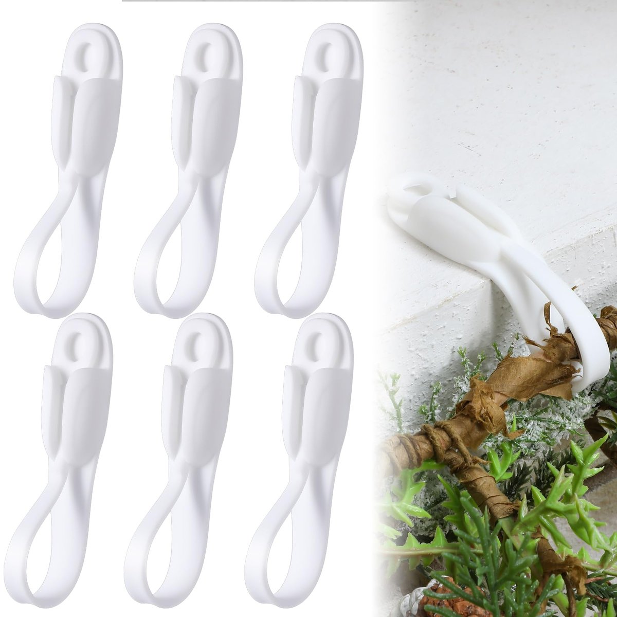 6-Pack Silicone Christmas Garland Hangers with Hooks