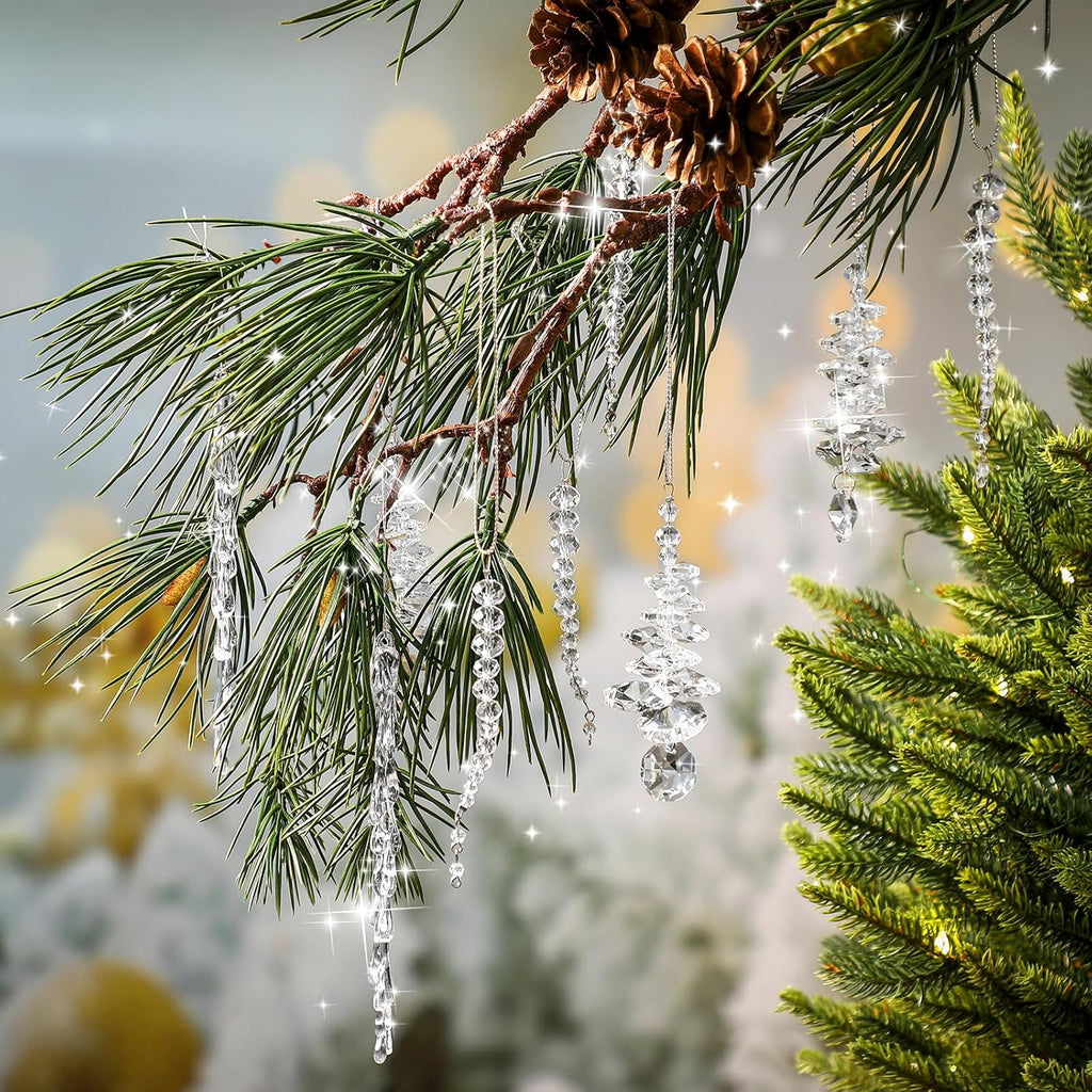 24-Piece Crystal Icicle Christmas Tree Ornaments – 3 Styles