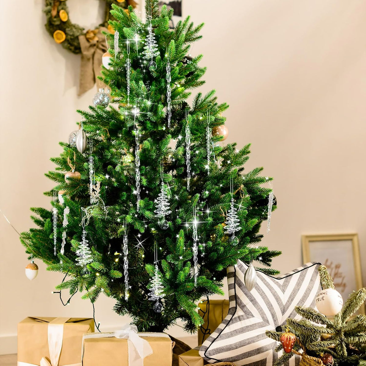 24-Piece Crystal Icicle Christmas Tree Ornaments – 3 Styles