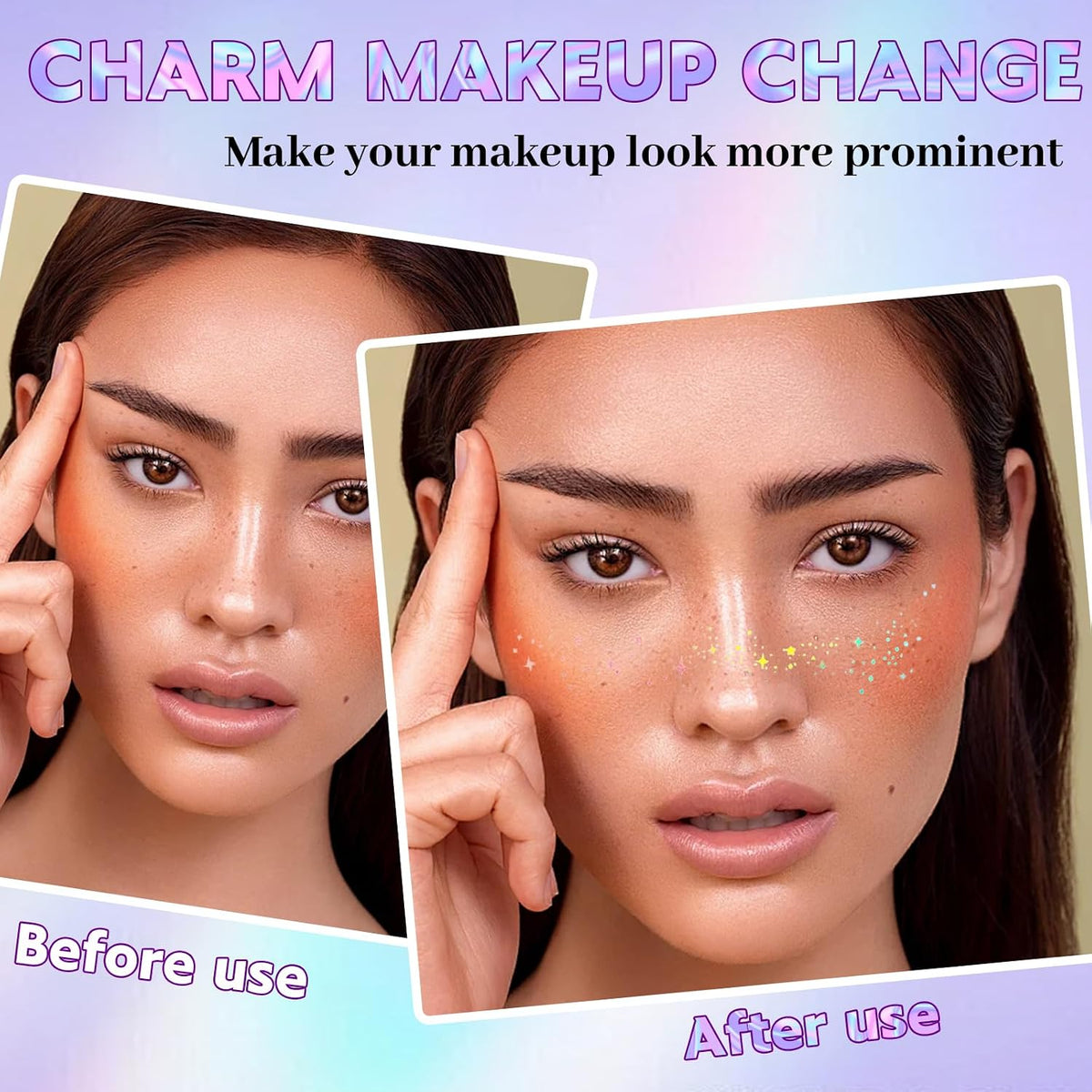Holographic Glitter Freckles Temporary Face Tattoos – 8PCS