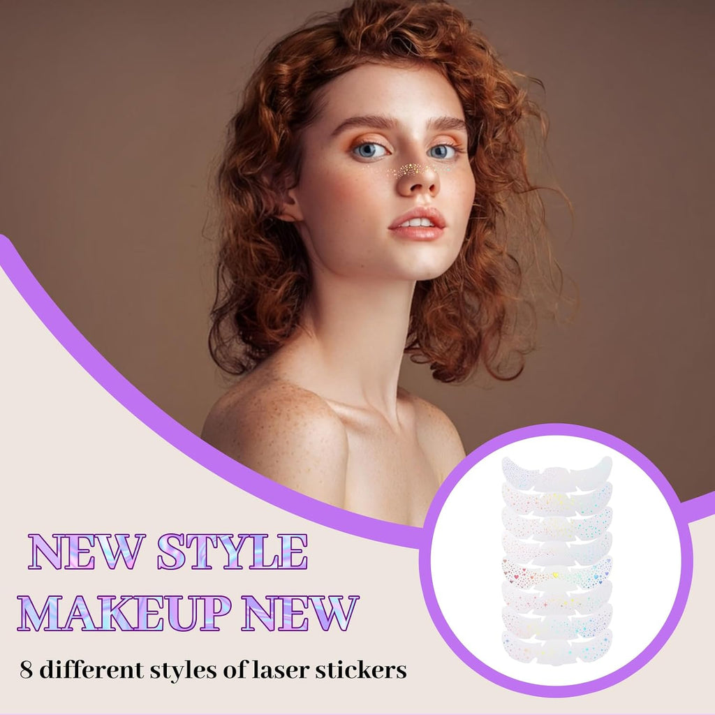 Holographic Glitter Freckles Temporary Face Tattoos – 8PCS