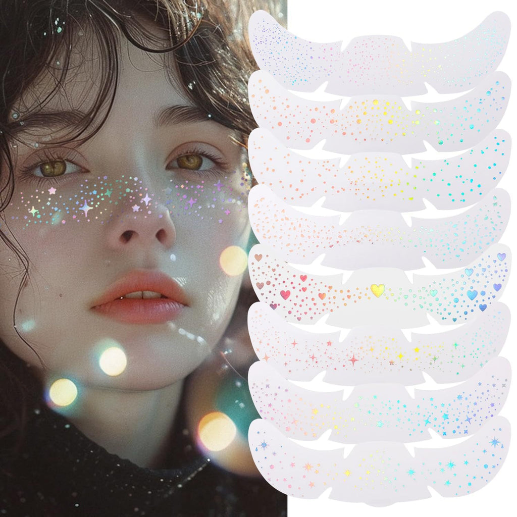 Holographic Glitter Freckles Temporary Face Tattoos – 8PCS
