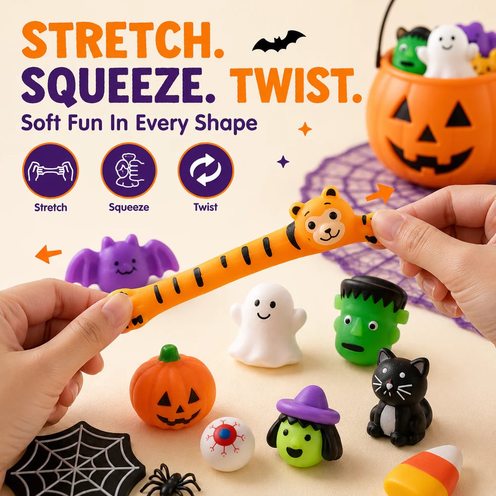 30PCS Halloween Mochi Squishy Toys for Party Favors & Goodie Bags