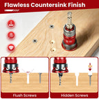 Quick Adjust Auto Lock Depth Stop Countersink Drill Bit Set for Woodworking