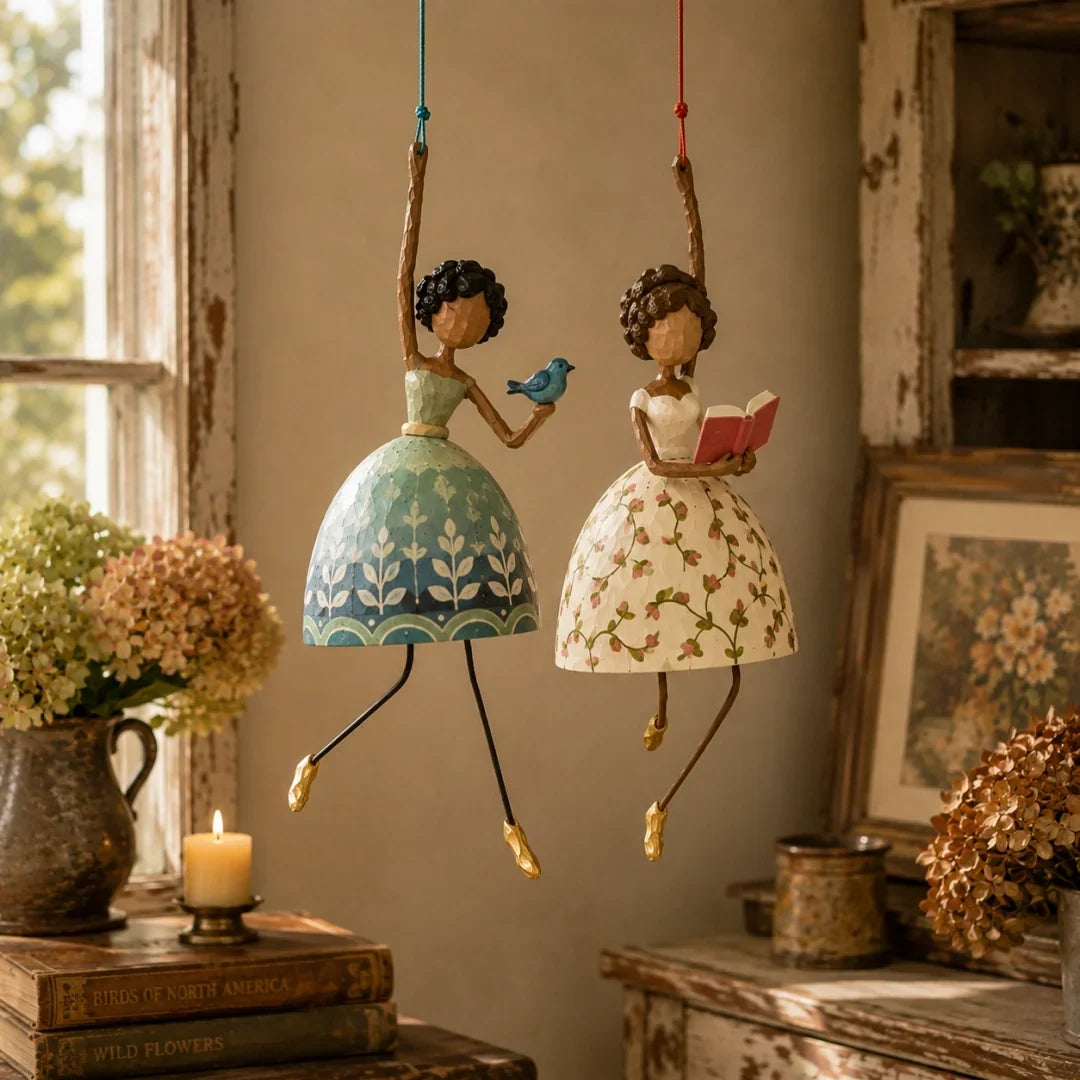 Whimsical Dancing Lady Hanging Ornament for Porch & Garden