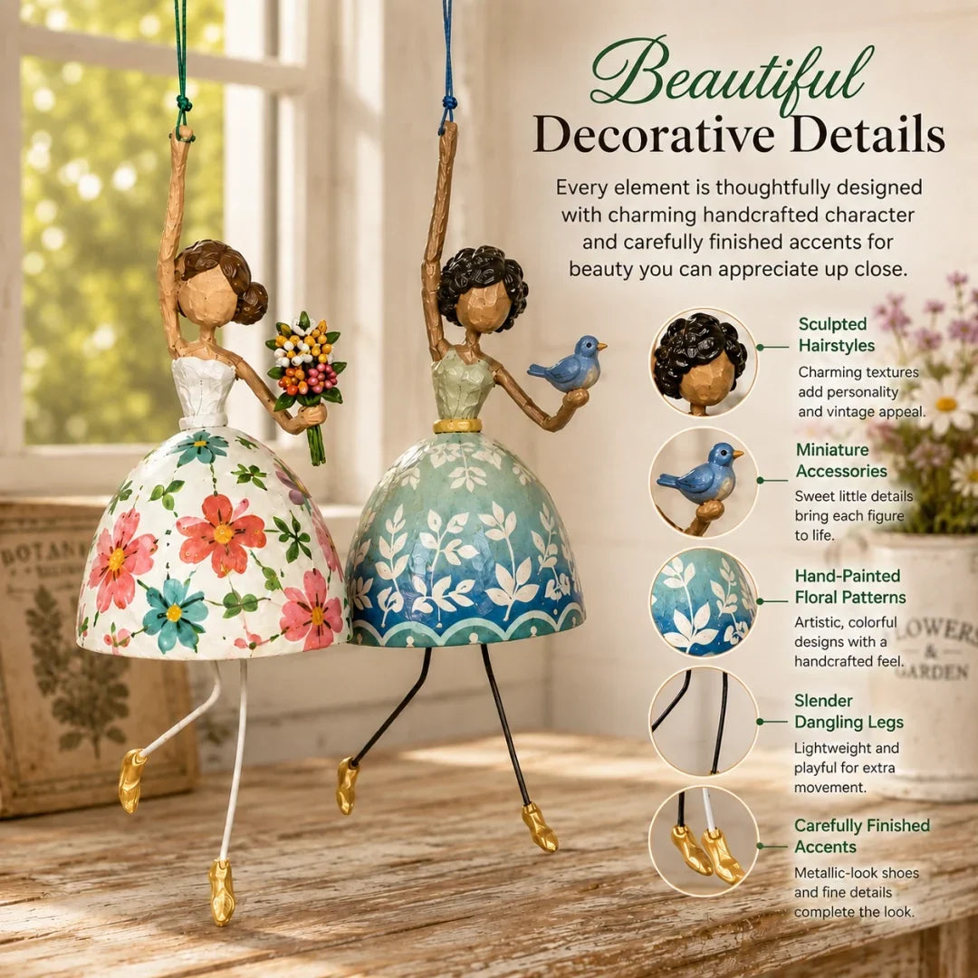 Whimsical Dancing Lady Hanging Ornament for Porch & Garden
