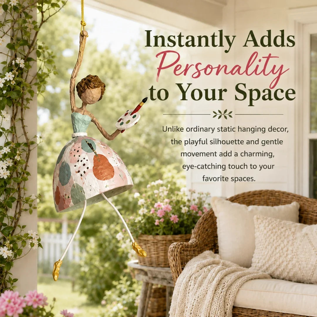 Whimsical Dancing Lady Hanging Ornament for Porch & Garden