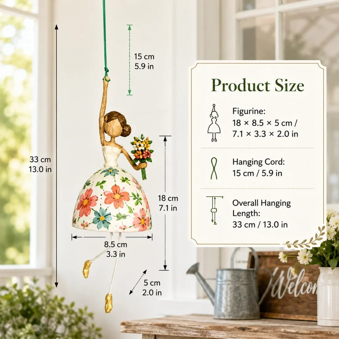 Whimsical Dancing Lady Hanging Ornament for Porch & Garden