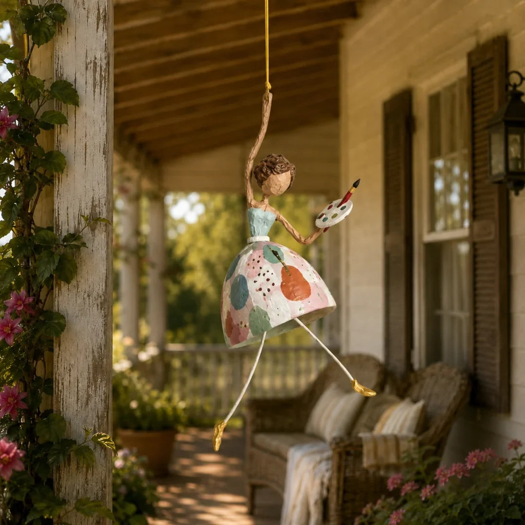 Whimsical Dancing Lady Hanging Ornament for Porch & Garden
