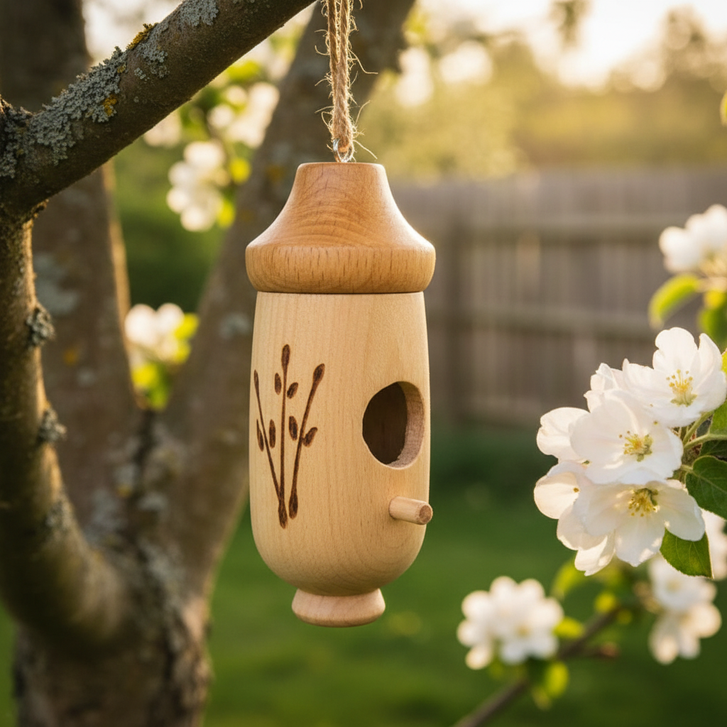 Wooden Acorn Birdhouse Ornament for Garden Decor